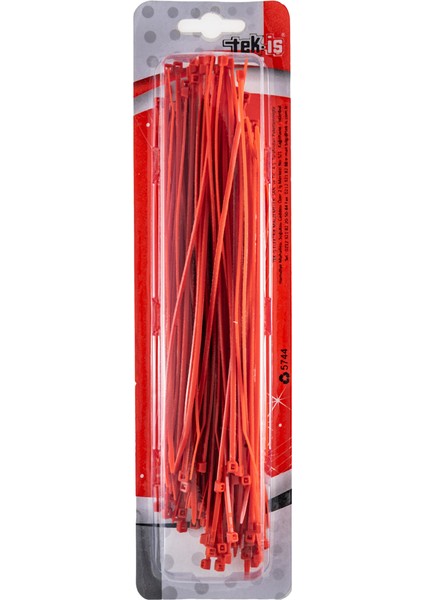 Kablo Bağı Plastik Cırt Kelepçe 200 mm x 2.5 mm Kırmızı 100 Adet