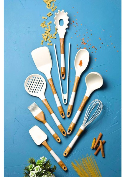 Ladynur Pink&more 9 Parça Bambu & Silikon Chef Set - Beyaz fiyatları