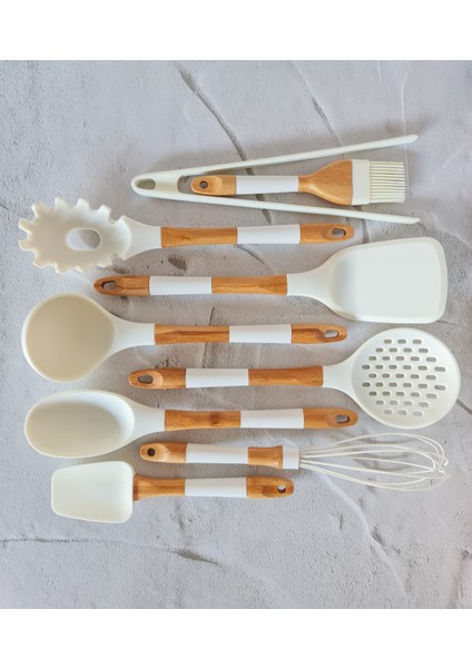 Ladynur Pink&more 9 Parça Bambu & Silikon Chef Set - Beyaz modelleri