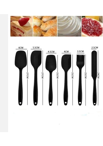 6 Adet Isıya Dayanıklı Yanmaz Yapışmaz Silikon Spatula Seti | 6'lı Silikon Spatula Seti Bpa Free