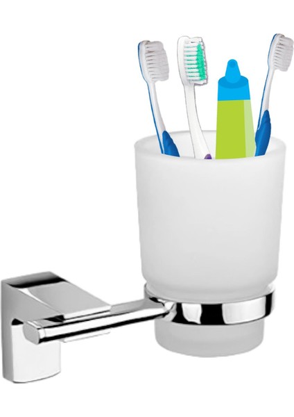 Metal Diş Fırçalık Vidalı Askı Banyo Lavabo Diş Fırçası Stand Kabı Kutusu Hazneli Krom