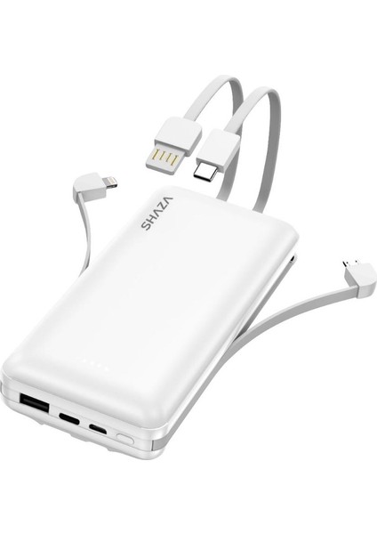 20.000 Mah Kendinden Kablolu Taşınabilir Şarj Cihazı Beyaz