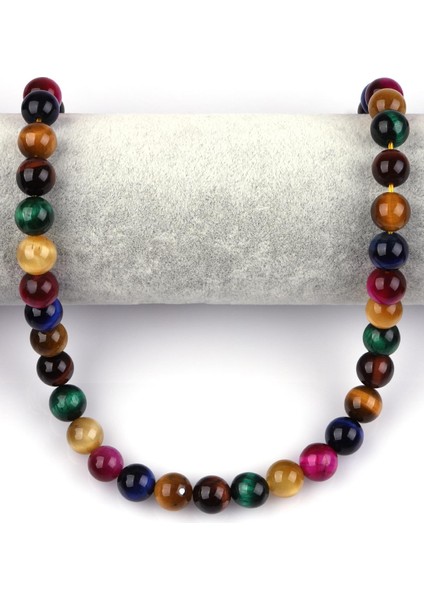 Renkli Kaplan Gözü Doğal Taş Dizi 10 mm Küre Kesim