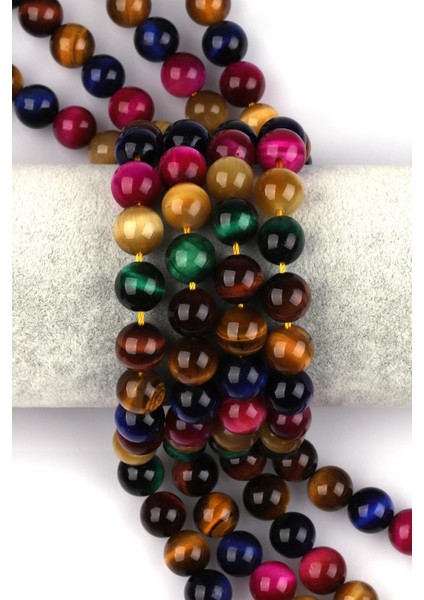 Renkli Kaplan Gözü Doğal Taş Dizi 10 mm Küre Kesim fiyatları