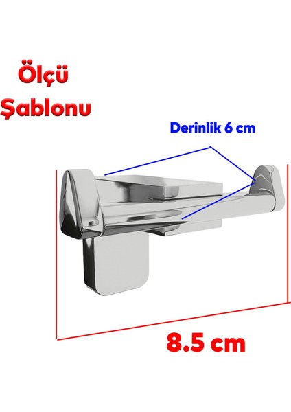 Bornoz Havlu Asma Askısı Banyo Lavabo Çatal 2'li Metal Sağlam Aparat Krom Askılık Vidalı