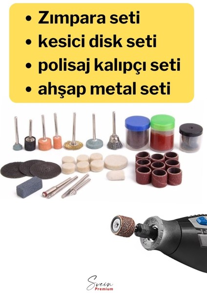 Hobi Gravür Dremel Taşlama Ucu Mini Metal Ahşap Oyma Seti Parlatma Çapak Alma 105 Parça Kalıpçı Seti
