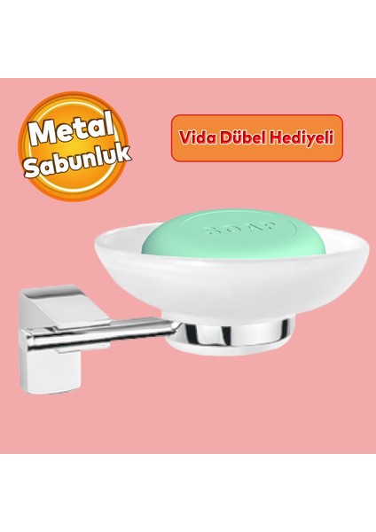 Lavabo Banyo Wc Vidalı Metal Sabunluk Katı Sabunluk Cam Haznesi El Sabunluğu Kristal