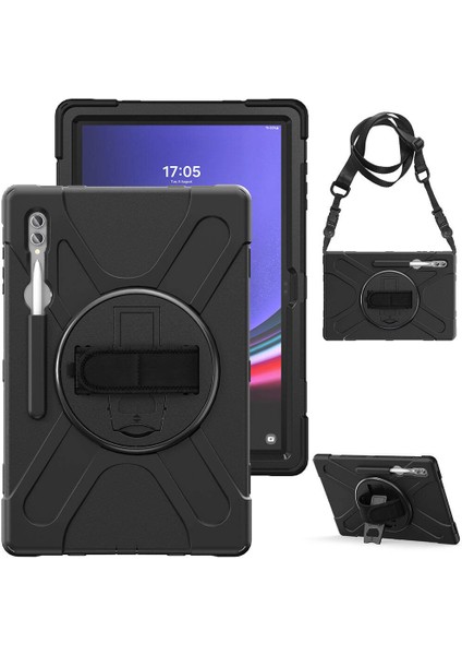 Samsung Galaxy Tab S8 Ultra X900 Kılıf Defender Tablet Tank Koruma Standlı Df6 Siyah