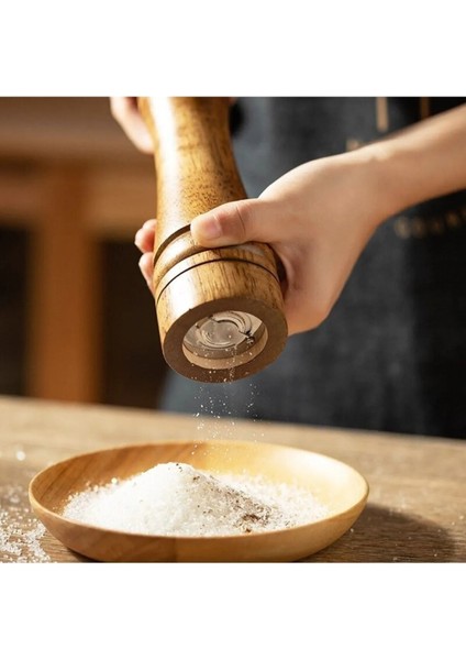 2'li Set Masterchef Tuz Karabiber Değirmeni Baharat Öğütücü Ceviz Ahşapı 21 cm