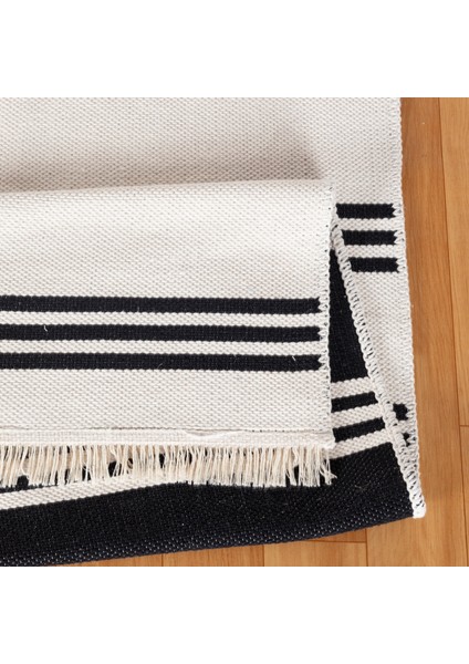 Elegantwoven Siyah Pamuk Dokuma Kilim - Homesteadart Rugs, Çift Taraflı, Nefes Alabilen ve 30°c'de Yıkanabilir, Katlanabilir, Robot Süpürge ile Uyumlu Yapı - Çeşitli Ölçülerde