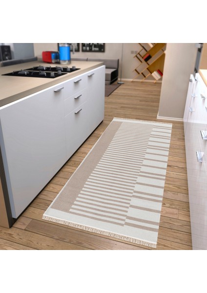 "elegantwoven Koleksiyon Bej Pamuk-Polyester Kilim - Homesteadart Rugs Çift Taraflı ve Nefes Alabilir Yapıda, 30°c'de Makinede Yıkanabilir, Katlanabilir, Robot Süpürge Uyumlu - Çeşitli Ebatlar"