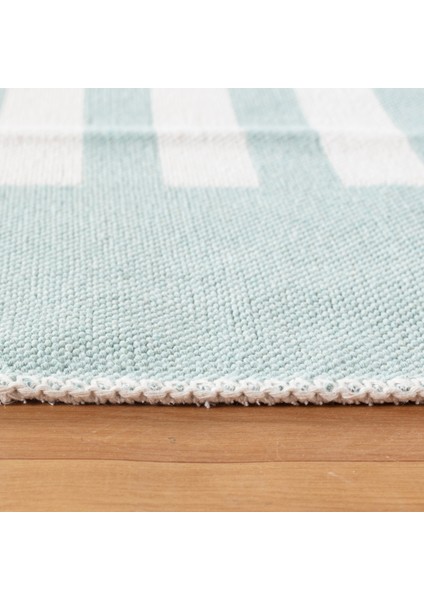 Mint Yeşili Pamuk-Polyester Kilim - Homesteadart Rugs Çift Taraflı ve Nefes Alabilir Yapıda, 30°c'de Makinede Yıkanabilir, Katlanabilir, Robot Süpürge Uyumlu