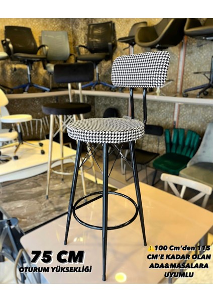Yeni Tasarım Mila Bar Sandalyesi 75 cm Kazayağı KUMAŞ.100 ile 115 cm Arası Ada&masalara Uyumlu fiyatları