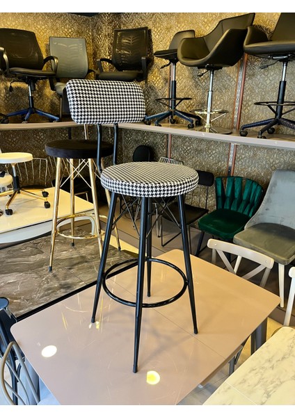 Yeni Tasarım Mila Bar Sandalyesi 75 cm Kazayağı KUMAŞ.100 ile 115 cm Arası Ada&masalara Uyumlu