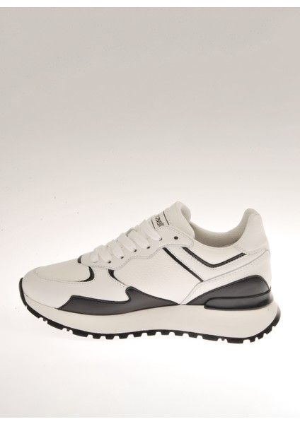 Beyaz - Siyah Kadın Deri Sneaker 20623A fırsatları