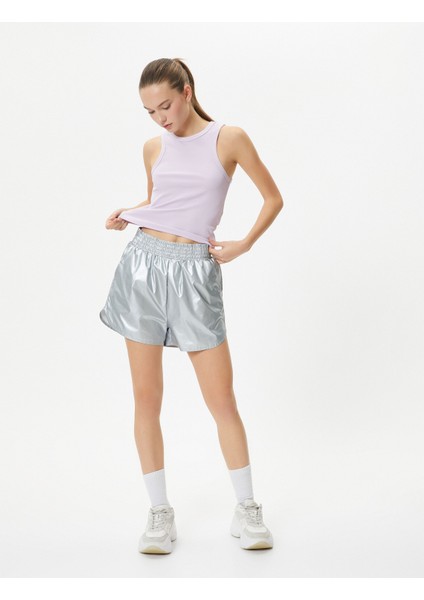 Basic Spor Atlet Bisiklet Yaka Fitilli Slim Fit