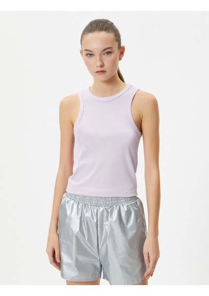 Basic Spor Atlet Bisiklet Yaka Fitilli Slim Fit