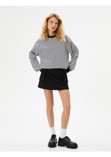 Bisiklet Yaka Sweatshirt Uzun Kollu Pamuk Karışımlı Rahat Kalıp