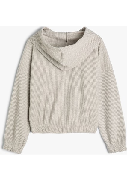 Kapşonlu Basic Sweatshirt Dokulu Manşetleri Lastikli fiyatları