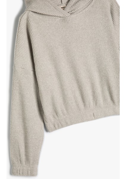 Kapşonlu Basic Sweatshirt Dokulu Manşetleri Lastikli modelleri