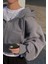 Füme Crop Top Kalın Kumaş Fermuarlı Unisex Kapüşonlu Sweatshirt 2