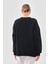 Kalın Kışlık Oversize Basic Bisiklet Yaka Kar Tanesi Baskılı Siyah Yılbaşı Sweatshirt 3