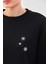Kalın Kışlık Oversize Basic Bisiklet Yaka Kar Tanesi Baskılı Siyah Yılbaşı Sweatshirt 5