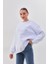 Kalın Kışlık Oversize Basic Bisiklet Yaka Kar Tanesi Baskılı Beyaz Yılbaşı Sweatshirt 2