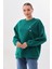 Kalın Kışlık Oversize Basic Bisiklet Yaka Kar Tanesi Baskılı Yeşil Yılbaşı Sweatshirt 2