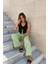 Yeşil Beli Büzgülü Wide Leg Kumaş Pantolon MG1950 3