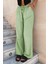 Yeşil Beli Büzgülü Wide Leg Kumaş Pantolon MG1950 5