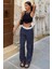 Lacivert Kemer Detaylı Bol Paça Pantolon MG1834 2