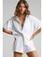 Beyaz Muslin Kumaş Basic Kadın Gömlek MG1784 2