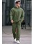 Haki Kapüşonlu Düz Paça Erkek Eşofman Takımı 5934 1