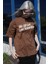 Kahverengi Baskılı Oversize Tişört MG1532 3