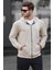 Bej Fermuarlı Kapüşonlu Sweatshirt 6161 2