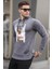 Gri Baskılı Kapşonlu Sweatshirt 2780 1