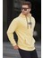 Sarı Kapüşonlu Nakışlı Erkek Sweatshirt 6145 1