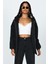 Mad Girls Siyah Kapüşonlu Şardonlu Sweatshirt MG1223 2