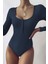 Lacivert Düğmeli Kadın Bodysuit MG1015 1