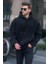 Siyah Oversize Peluş Erkek Sweatshirt 6160 1