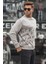 Boyalı Gri Baskılı Bisiklet Yaka Sweatshirt 6156 1