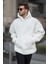 Beyaz Oversize Peluş Erkek Sweatshirt 6160 1