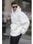 Beyaz Oversize Peluş Erkek Sweatshirt 6160 2