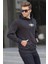 Siyah Kapüşonlu Nakışlı Erkek Sweatshirt 6145 1