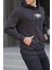 Siyah Kapüşonlu Nakışlı Erkek Sweatshirt 6145 3