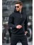 Siyah Kapüşonlu Düğme Detaylı Sweatshirt 6150 1