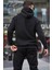 Siyah Kapüşonlu Düğme Detaylı Sweatshirt 6150 3