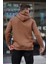 Kahverengi Kapüşonlu Düğme Detaylı Sweatshirt 6150 3