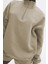 Bej Fermuar Detaylı Oversize Sweatshirt MG1933 3